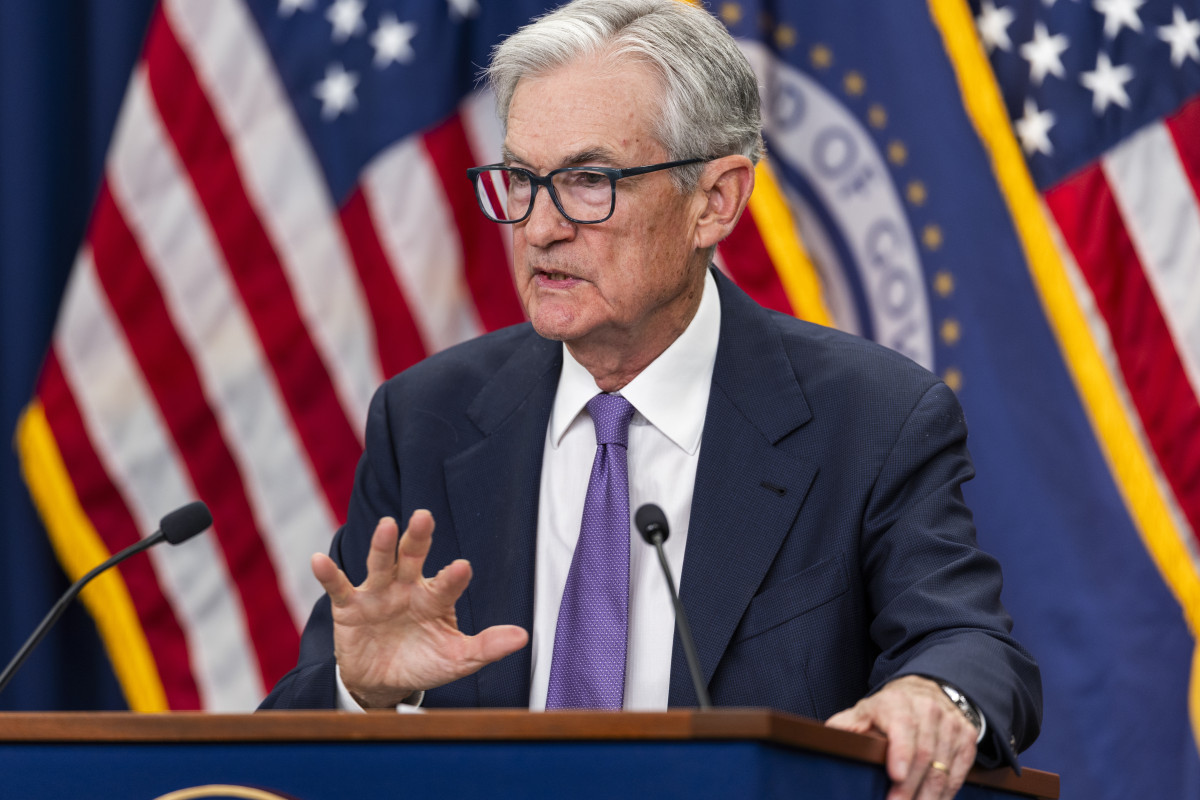 ▲29일(현지시간) 워싱턴 D.C.에 있는 연방준비제도(Fed·연준)에서 제롬 파월 연준 의장이 기준금리 인하를 발표한 후 기자들의 질문에 답하고 있다. (워싱턴 D.C./EPA연합뉴스)