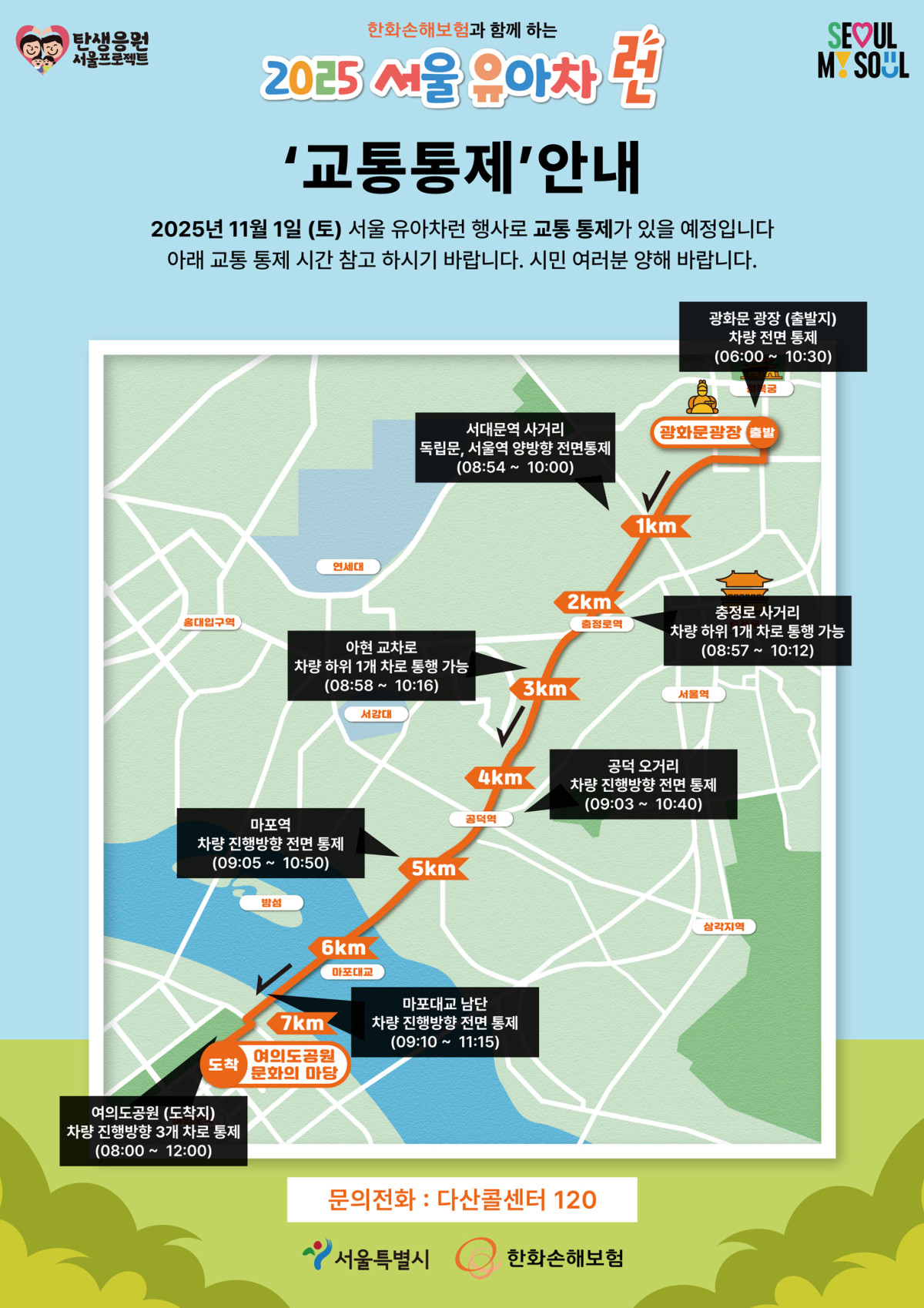 ▲‘2025 서울 유아차 런’ 교통통제 안내 이미지 (서울시)