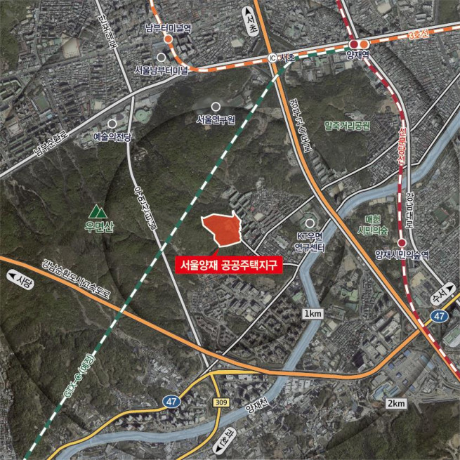 ▲'서울양재 공공주택지구' 위치도. (사진제공=한국토지주택공사)