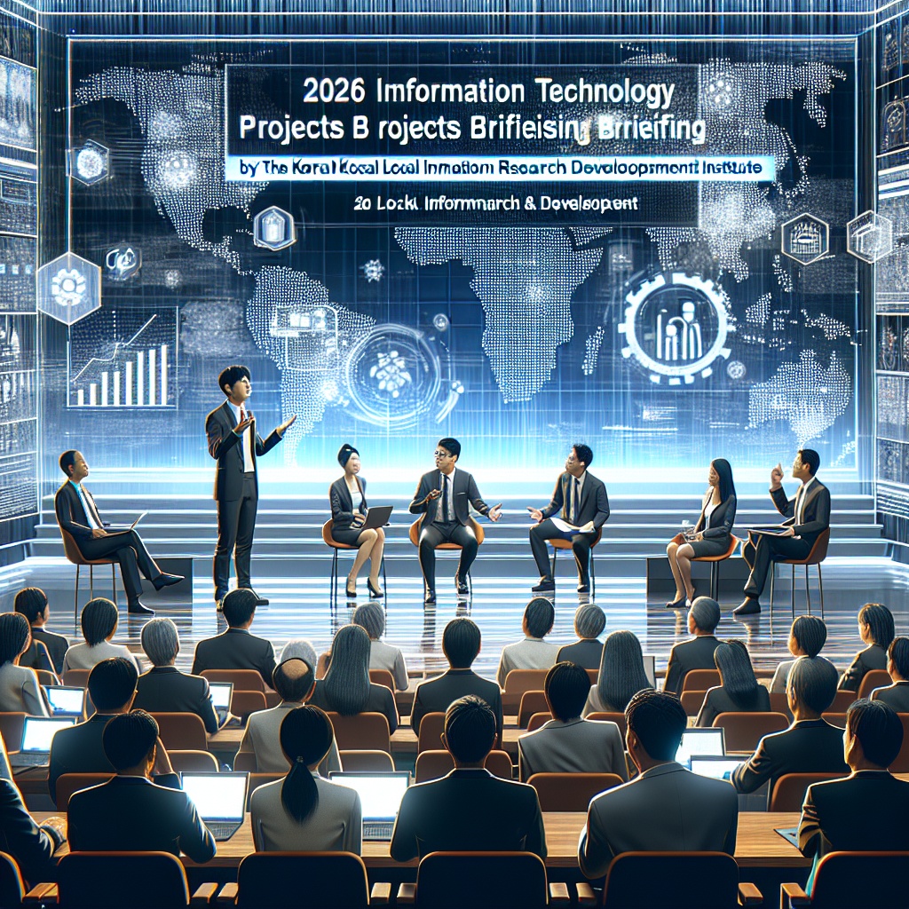 ▲개발원이 추진하는 디지털 안내판을 선보이며 현대적인 강당에서 열리는 대규모 컨퍼런스의 이미지. (김재학 기자·오픈AI 달리)