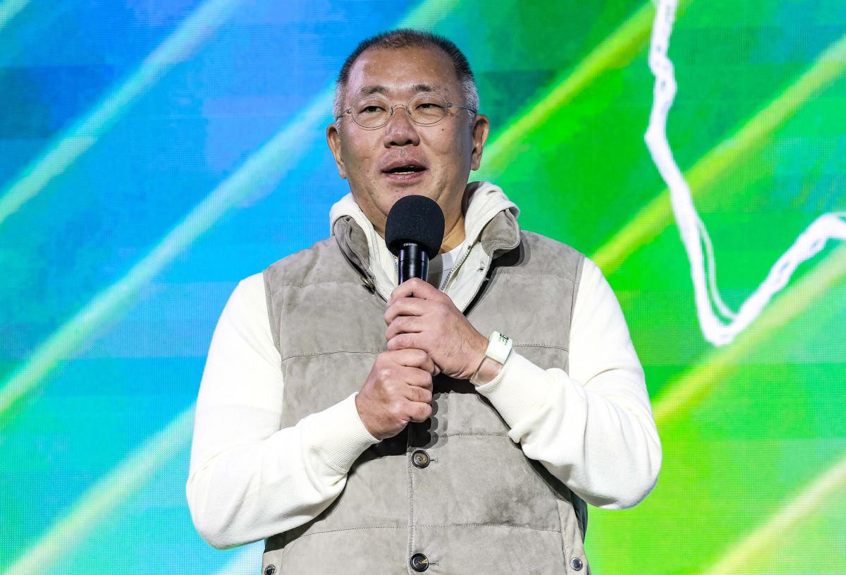 ▲정의선 현대차그룹 회장이 30일 서울 강남구 코엑스에서 열린 엔비디아 지포스 게이머 페스티벌에서 인사말을 하고 있다. 신태현 기자 holjjak@