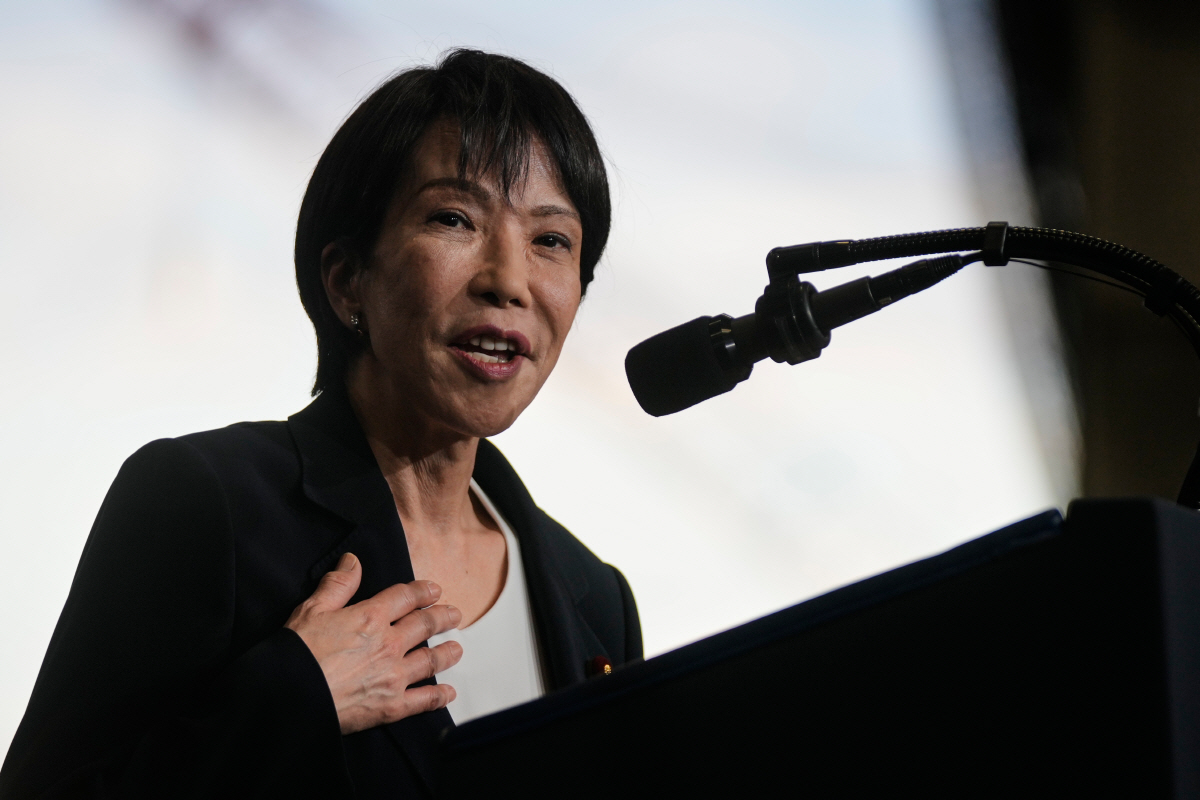 ▲다카이치 사나에 일본 총리가 28일 기자회견을 하고 있다. 요코스카(일본)/AP연합뉴스