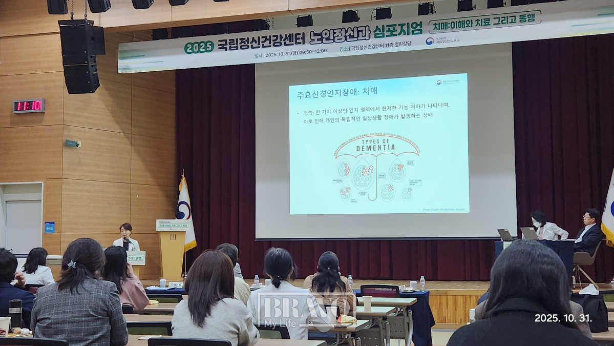 ▲임선진 국립정신건강센터 노인정신과장이 31일 열린 치매 심포지엄에서 ‘치매와 라이프스타일 정신의학’을 주제로 발표하고 있다. 서지희 기자 jhsseo@