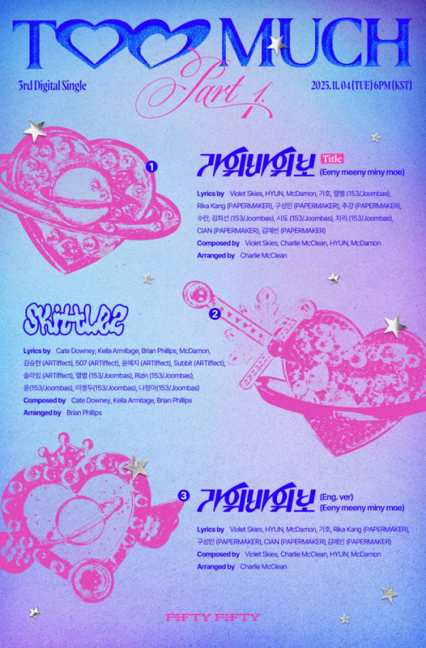 ▲피프티피프티 디지털 싱글 3집 'TOO MUCH' 트랙리스트(사진제공=어트랙트)