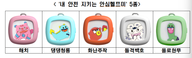 ▲서울시 '안심헬프미' 키링 5종 모습. (사진제공=서울시)