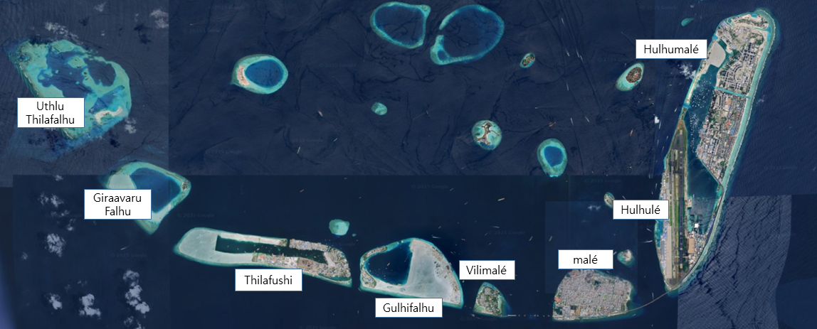 ▲몰디브 광역권 위성사진 모습. (자료제공=서울시)