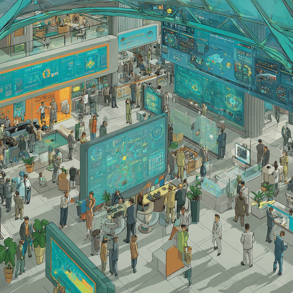 ▲경기도 행정청사를 묘사한 생동감 있고 역동적인 장면으로, 공공 서비스에서 생성 AI 플랫폼의 혁신적인 활용되는 모습. (김재학 기자·미드저니)