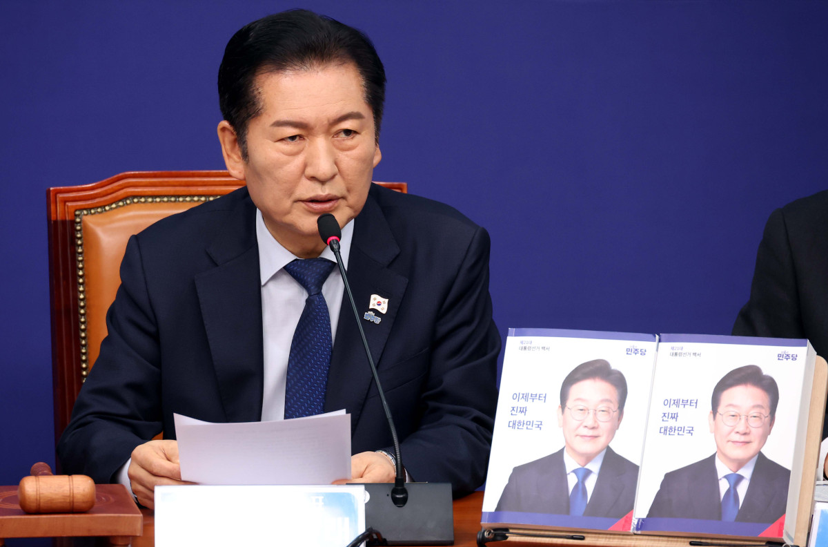 ▲정청래 더불어민주당 대표가 5일 오전 서울 여의도 국회에서 열린 제21대 대통령 선거 백서 발간 시연회에서 발언을 하고 있다. (사진=뉴시스)