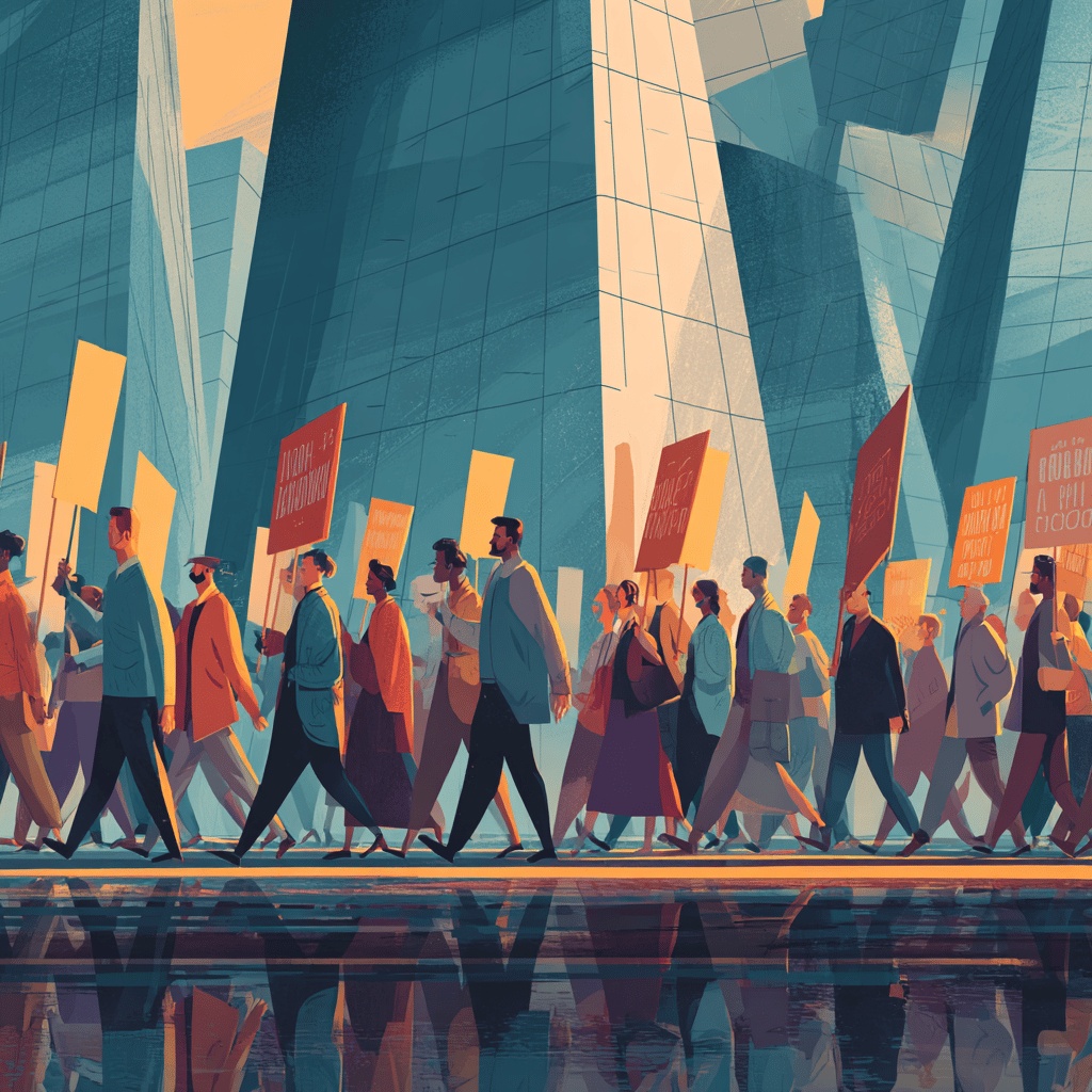 ▲노조 시위 이미지. (김재학 기자·미드저니)