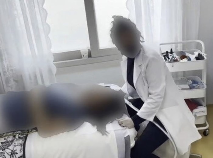 ▲중국인 여성이 제주에서 불법으로 치과 시술을 하는 모습. (사진제공=제주도경찰청)