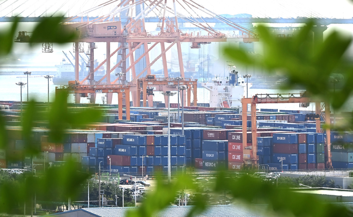 ▲경기 평택항에 수출입 컨테이너가 쌓여 있는 모습 (뉴시스)