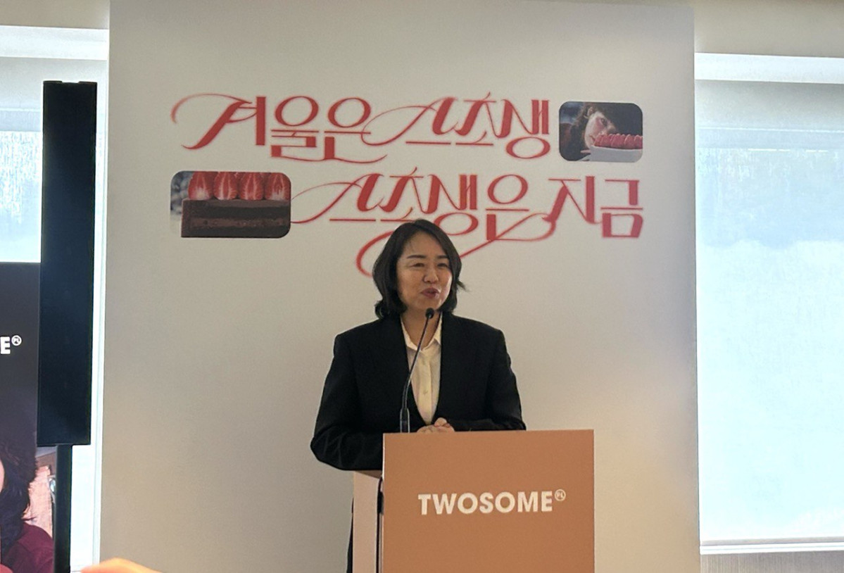 ▲6일 서울 종로구 안국동에서 열린 투썸플레이스 간담회에서 임혜순 투썸플레이스 마케팅총괄 전무가 글로벌 진출 계획 등을 발표하고 있다.  (사진=연희진 기자)