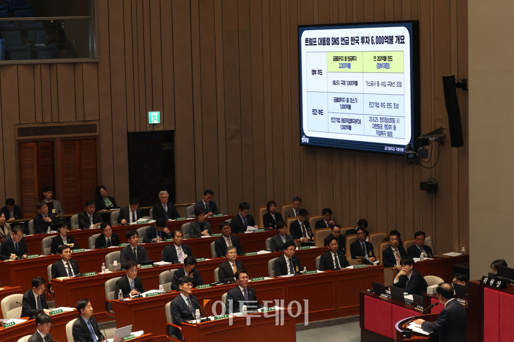 ▲김민석 국무총리가 6일 서울 여의도 국회에서 열린 예산결산특별위원회 전체회의에서 의원 질의에 답하고 있다. 고이란 기자 photoeran@