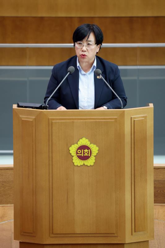 ▲조미자 경기도의회 문화체육관광위원회 의원이 5분발언을 하고 있다. (경기도의회)