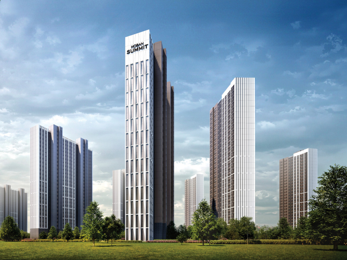 ▲호반건설은 ‘2025 한국색채대상’에서 ‘라이트웨이브(Lightwave)’ 콘셉트를 기반으로 한 외부 입면 디자인으로 혁신(레드)상을 수상했다. 라이트웨이브 콘셉트 디자인을 적용한 공동주택 투시도 (호반건설)