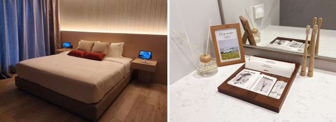 ▲(왼쪽부터) 힐스테이트 레이크 송도 4차에 적용된 헤이슬립과 업사이클링 기반 힐스테이트 브랜드 어메니티. (사진제공=현대건설)