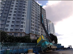 ▲올해 6월 5일 항타기 전도사고 모습. (사진제공=국가철도공단)