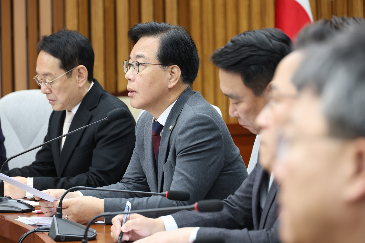 ▲국민의힘 송언석 원내대표가 14일 서울 여의도 국회에서 열린 원내대책회의에서 발언하고 있다. (사진=연합뉴스)