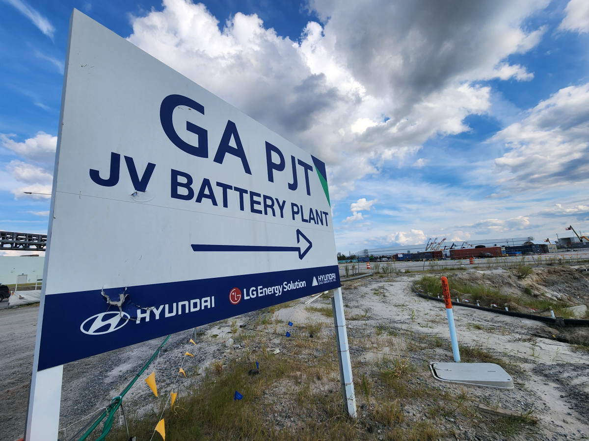▲미국 조지아주 브라이언 카운티 엘러벨에 위치한 현대차-LG엔솔 배터리공장 건설 현장.  (연합뉴스)