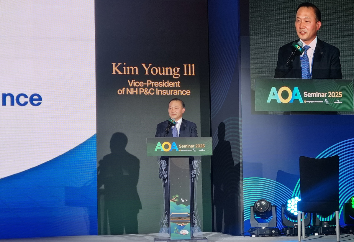 ▲NH농협손해보험 김영일 농업보험부사장이 13일 ‘2025 AOA(Asia Oceania Association) 세미나’에 참여해 ‘농협손해보험이 이끄는 대한민국 농업의 회복력과 미래’를 주제로 발표했다. (제공 NH농협손해보험)