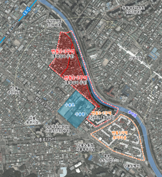 ▲강북구 번동 454번지 일대 모아주택 위치도 (서울시)
