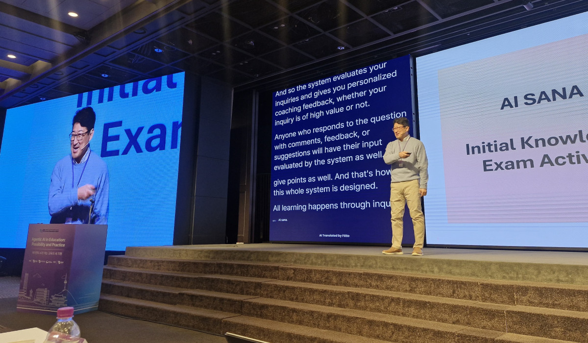 ▲ 19일 개최된 '제3회 태재미래교육포럼 2025'에서 폴 킴 전 스탠퍼드대 교육대학원 부학장(CTO)은 “AI는 질산암모늄과 같은 존재”라고 비유했다. (손현경 기자)