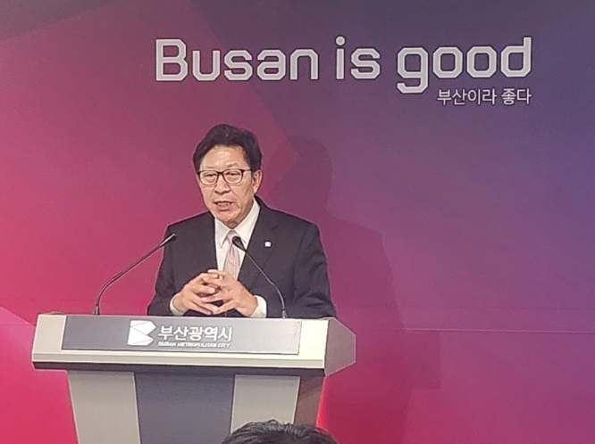 ▲박형준 부산시장이 브리핑을 하고 있다. ((서영인기자 @hihiro))