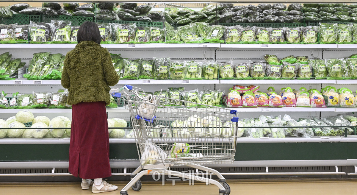 ▲소비자들의 경제 심리가 8년 만에 가장 높은 수준으로 회복했다. 한국은행이 25일 발표한 '11월 소비자동향조사' 결과에 따르면 11월 소비자심리지수(CCSI)는 112.4로 10월보다 2.6포인트 상승했다. 이는 2017년 11월(113.9) 이후 8년 만에 가장 높은 수준이다. CCSI는 현재생활형편, 생활형편전망, 가계수입전망, 소비지출전망, 현재경기판단, 향후경기전망 등 6개 지수를 종합해 산출한다. 지수가 100을 넘으면 장기평균과 비교해 소비 심리가 낙관적이라는 의미다. 이날 서울 시내의 한 대형마트에서 시민들이 장을 보고 있다. 조현호 기자 hyunho@