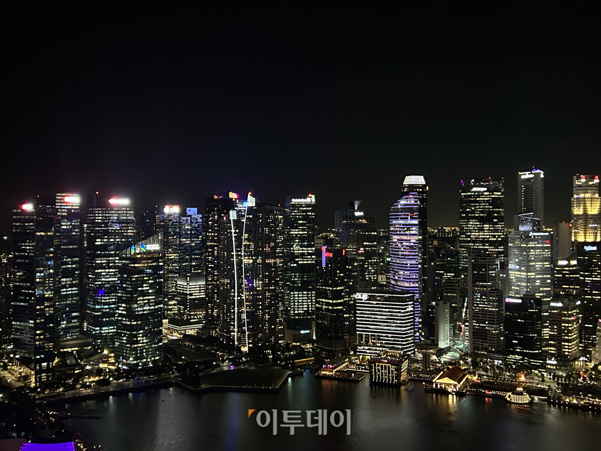 ▲마리나 베이 샌즈 전망대에서 바라본 싱가포르 도심의 야경 (김재은 기자 dove@)