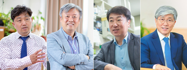 ▲경희대가 세계 상위 1% 연구자를 4명 배출하며 연구역량을 인정받았다. 사진 좌측부터 사회과학 분야에 이름을 올린 스마트관광원 구철모·정남호 교수, 교차 분야의 생물학과 배진우 교수, 컴퓨터 과학 분야 컴퓨터공학부 홍충선 고황명예교수. (경희대)