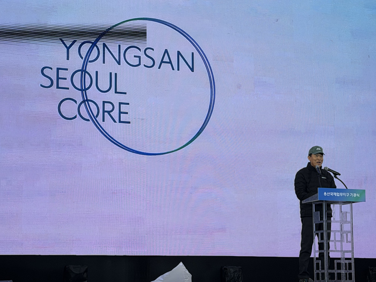 ▲27일 열린 용산국제업무지구 도시개발사업 기공식에서 오세훈 서울시장이 발언하고 있다. (조유정 기자 youjung@)