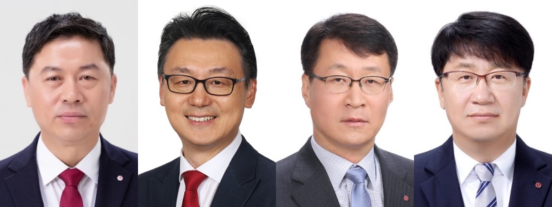 ▲왼쪽부터 류재철 LG전자 최고경영자(CEO), 은석현 VS사업본부장 사장, 이재성 ES사업본부장 사장, 백승태 HS사업본부장 부사장 (사진제공-LG전자)