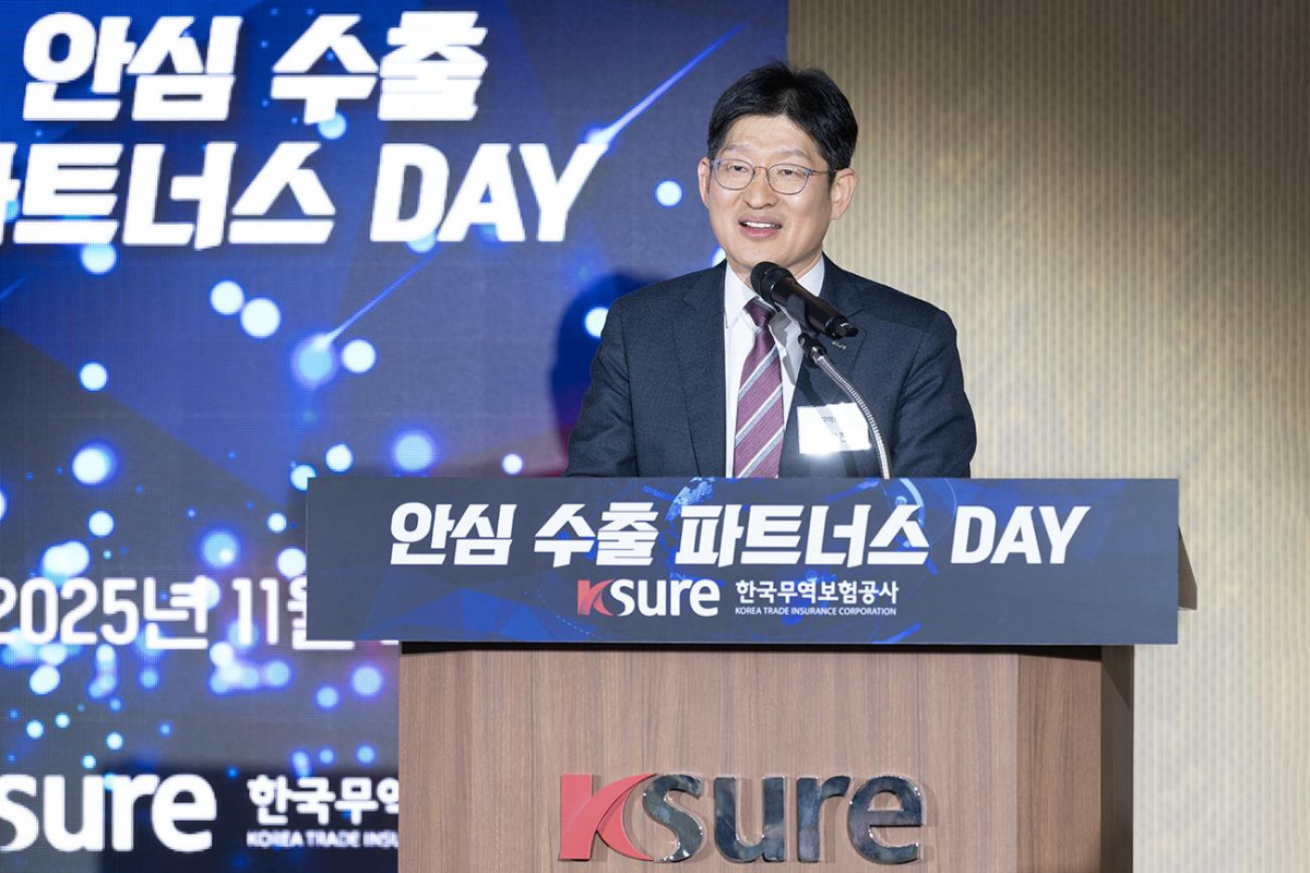 ▲장진욱 한국무역보험공사 중소중견사업본부 부사장이 28일 서울 종로구 한국무역보험공사 본사에서 열린 ‘안심 수출파트너스 DAY’ 행사에서 발언하고 있다. (사진제공=한국무역보험공사)