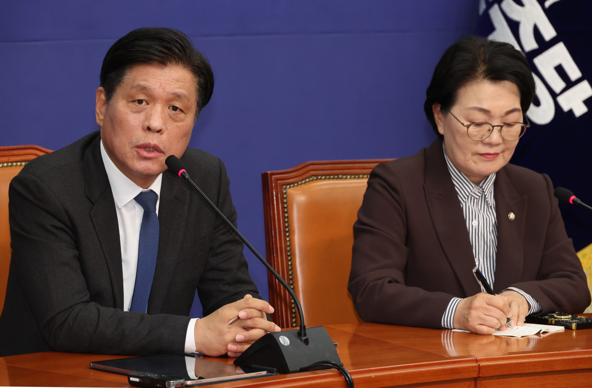 ▲조승래 더불어민주당 사무총장이 30일 서울 여의도 국회에서 당무 현안 관련 기자간담회를 하고 있다. (연합뉴스)