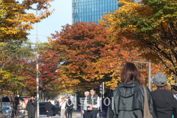 ▲절기상 입동(立冬)을 맞은 7일 서울 여의도 일대가 단풍으로 붉게 물들며 가을의 정취를 물씬 풍기고 있다. 겨울의 시작을 알리는 절기지만, 이날 서울을 비롯한 전국 대부분 지역은 낮 최고기온이 17~22도로 온화한 가을 날씨를 보이고 있다. 고이란 기자 photoeran@ (이투데이DB)