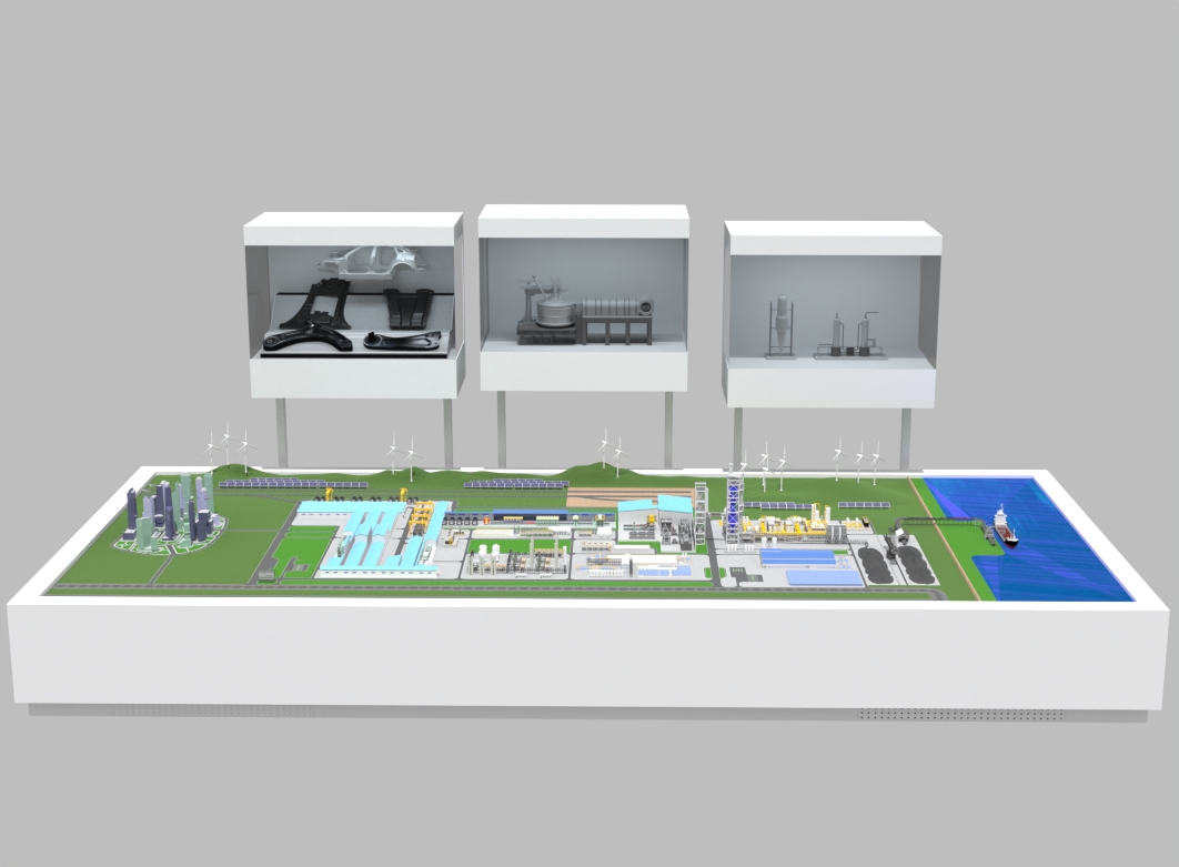 ▲현대제철 미국 전기로 제철소 모형 사진. (사진= 현대제철)