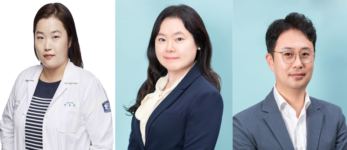 ▲왼쪽부터 박용현 가톨릭대학교 서울성모병원 비뇨의학과 교수(공동교신저자)와 노미정 단국대학교 보건과학대학 교수(제1저자), 박지환 단국대학교 자유교양대학 코딩교과 교수(공동교신저자) (서울성모병원)