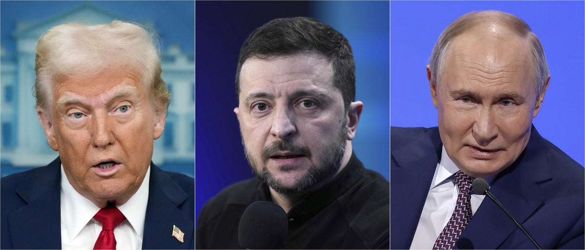 ▲왼쪽부터 도널드 트럼프 미국 대통령, 볼로디미르 젤렌스키 우크라이나 대통령, 블라디미르 푸틴 러시아 대통령. (AP=연합뉴스 )