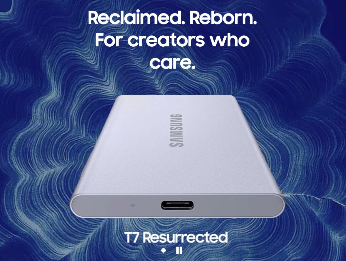 ▲폐알루미늄을 활용한 친환경 휴대용 SSD 'T7 리저렉티드(Resurrected)' (사진-삼성전자 뉴스룸)