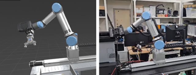 ▲디지털트윈(사진왼쪽)을 활용한 가상환경 테스트베(라온피플 제공)