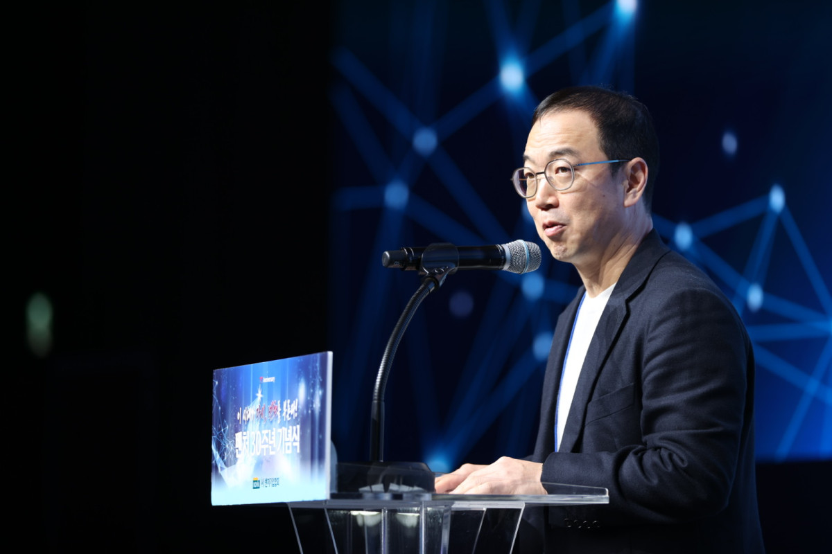 ▲송병준 벤처기업협회 회장이 2일 서울 삼성동 인터콘티넨탈 파르나스 호텔에서 열린 ‘대한민국 벤처 30주년 기념식’에서 인사말을 전하고 있다. (사진제공=벤처기업협회)