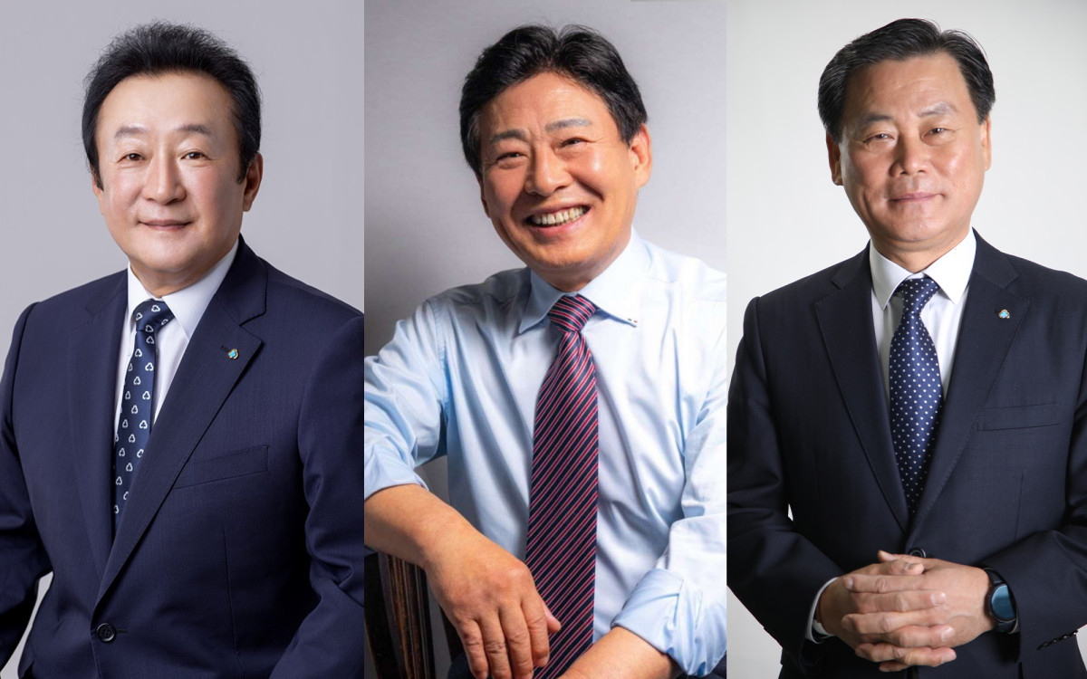 ▲3일 중앙선거관리위원회에 따르면 김인 새마을금고중앙회장(왼쪽), 유재춘 서울축산새마을금고 이사장(중앙), 장재곤 종로광장새마을금고 이사장(오른쪽) 등 3명이 제20대 새마을금고중앙회장 선거 후보자 등록을 마쳤다. (사진=이투데이 DB 및 후보 제공)