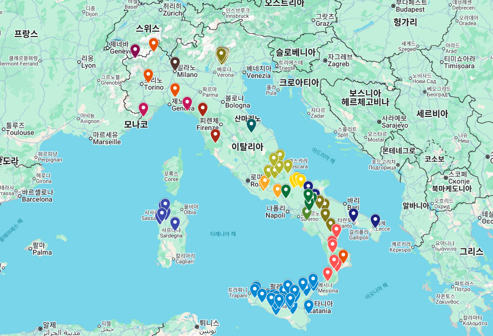 ▲이탈리아에서 1유로 주택 프로젝트에 참여 중인 지자체 현황.  (출처 원유로하우스닷컴)