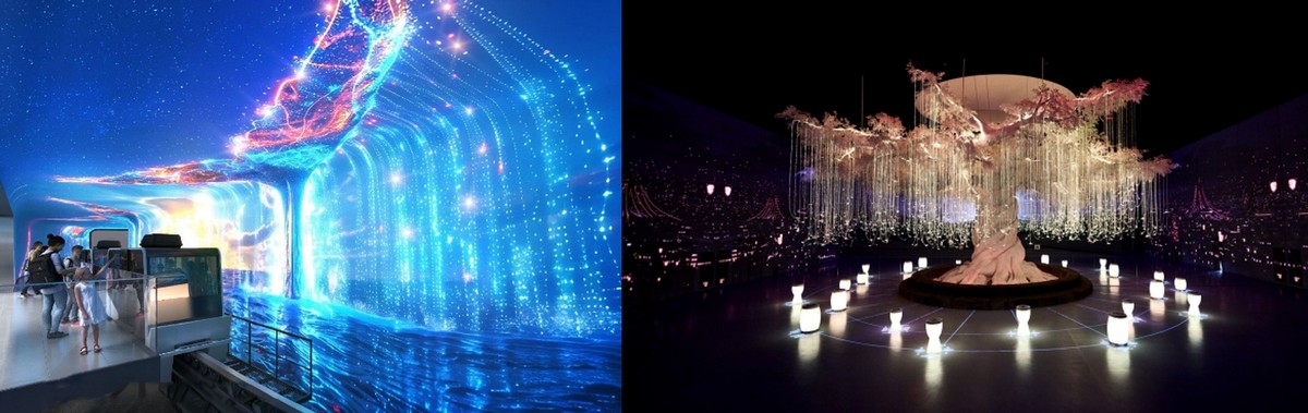 ▲포바이포 '울산 고래문화특구 모노레일 미디어아트 터널' 조감도(왼쪽), 덱스터 '플래시백 계림 신단수'. (출처=각사)