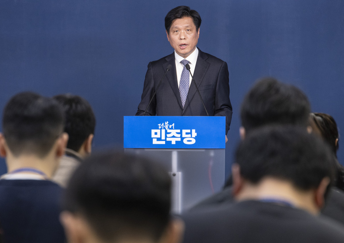 ▲조승래 더불어민주당 사무총장이 7일 서울 여의도 민주당사에서 열린 기자간담회에서 현안과 관련해 발언하고 있다. (연합뉴스)