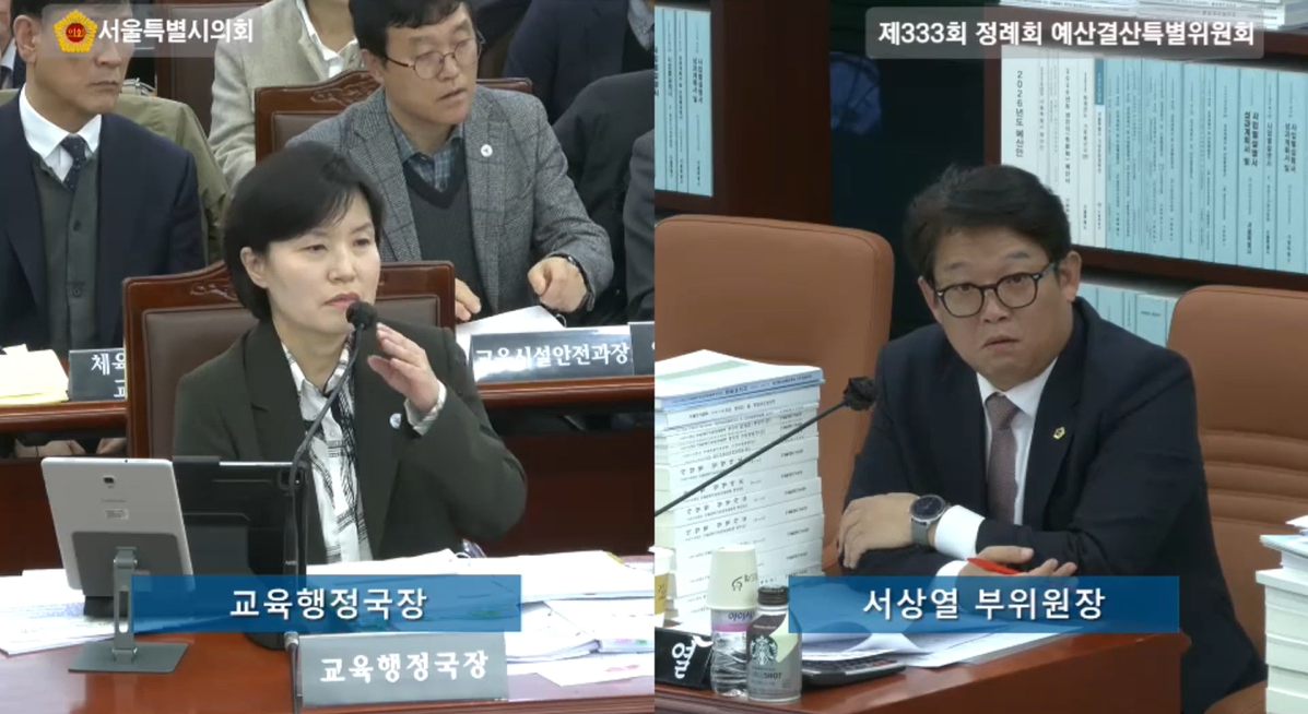 ▲예결위에서 질의하는 서상열 의원 (서울시의회)