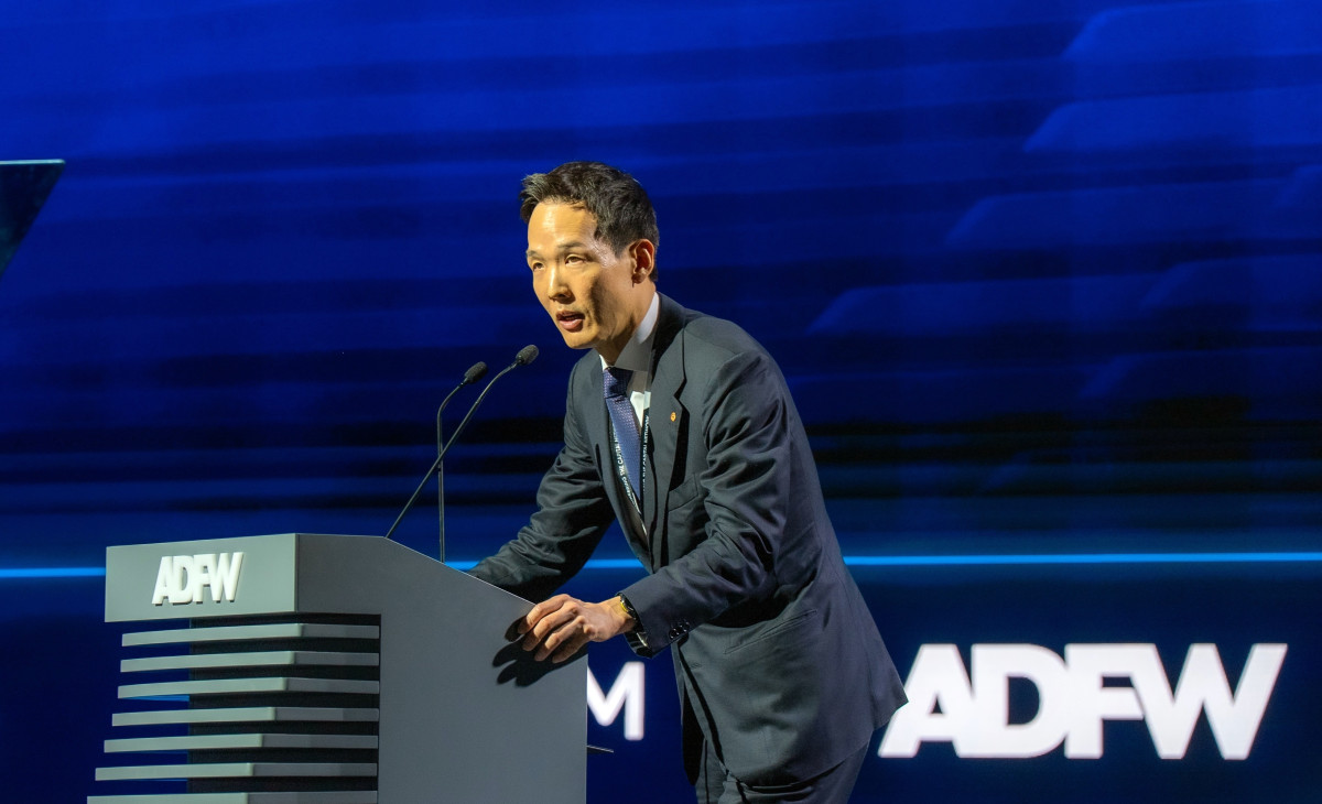 ▲김동원 한화생명 최고글로벌책임자(CGO) 사장이 8일 ADFW 2025의 글로벌 마켓 서밋 현장에서 개회사를 발표하고 있다. (제공 한화생명)