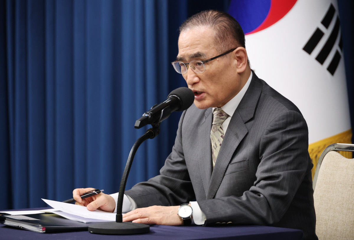 ▲위성락 국가안보실장이 11월 14일 용산 대통령실 기자회견장에서 이재명 대통령 G20 순방 일정 관련 브리핑을 하고 있다. (연합뉴스)