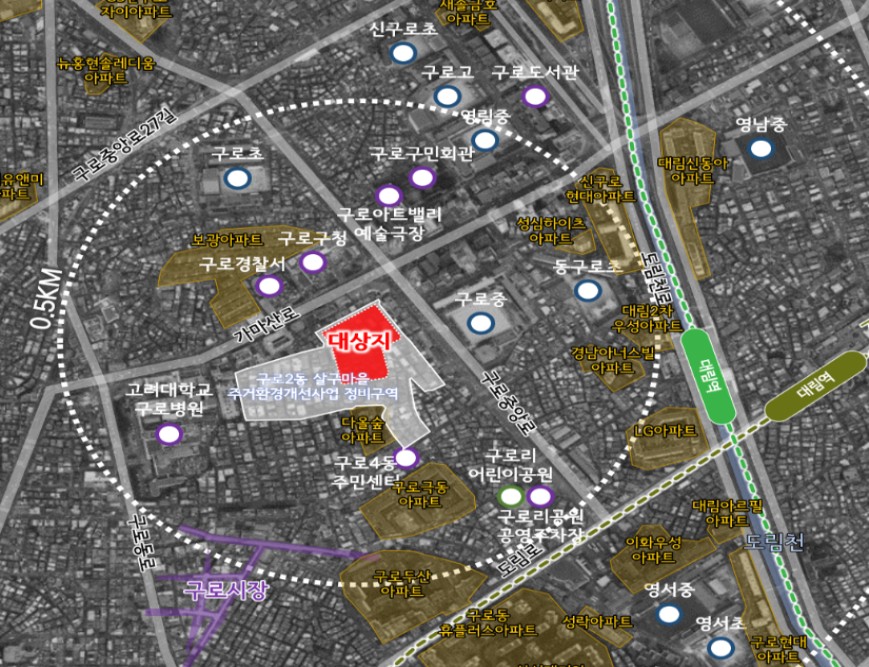 ▲구로동 휴먼타운 2.0 시범사업 대상지 위치도 (서울시)