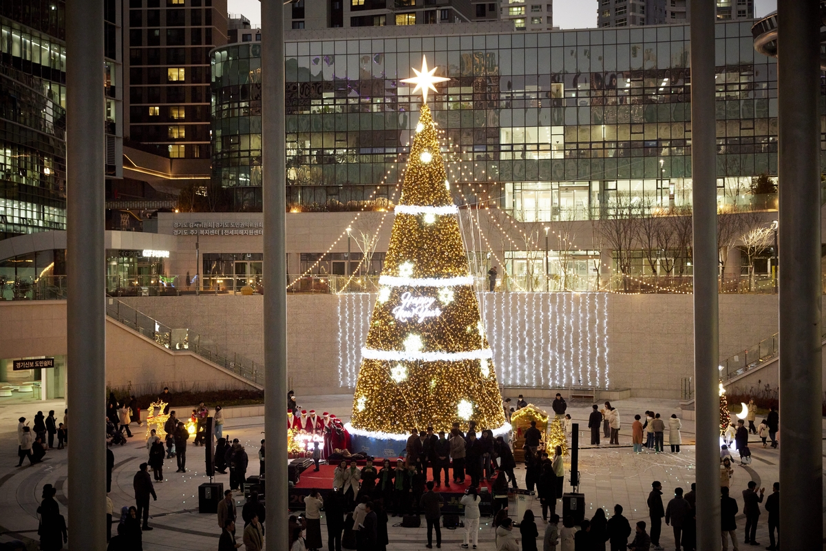 ▲세금 5500만 원을 들여 15m 규모의 도담들 성탄 트리 (경기도)